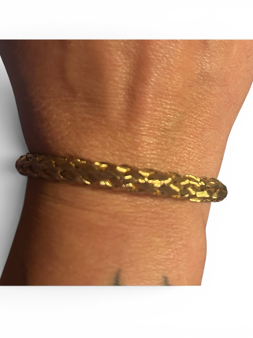 Braided Gold Tone Bangle Bracelet